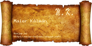 Maier Kálmán névjegykártya